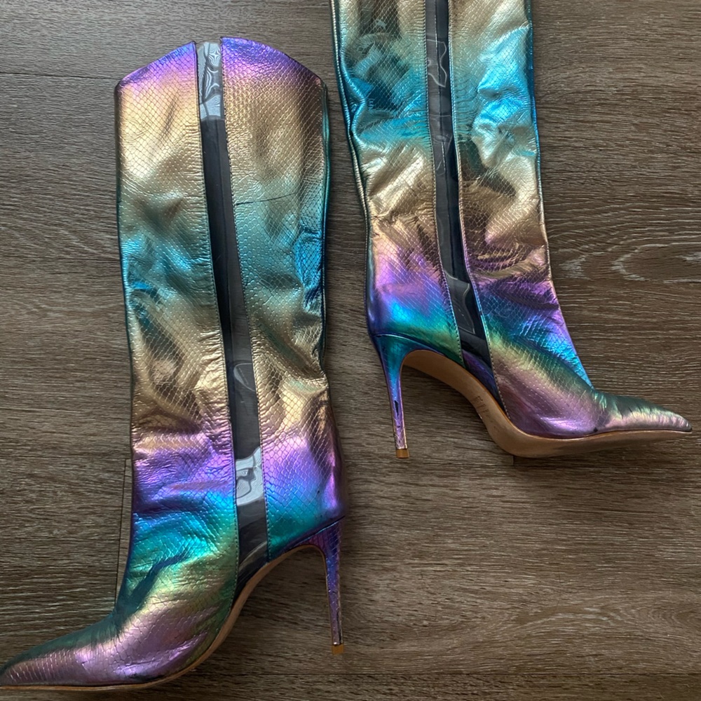 SCHUTZ Maryana Iridescent Snake Print Boots
